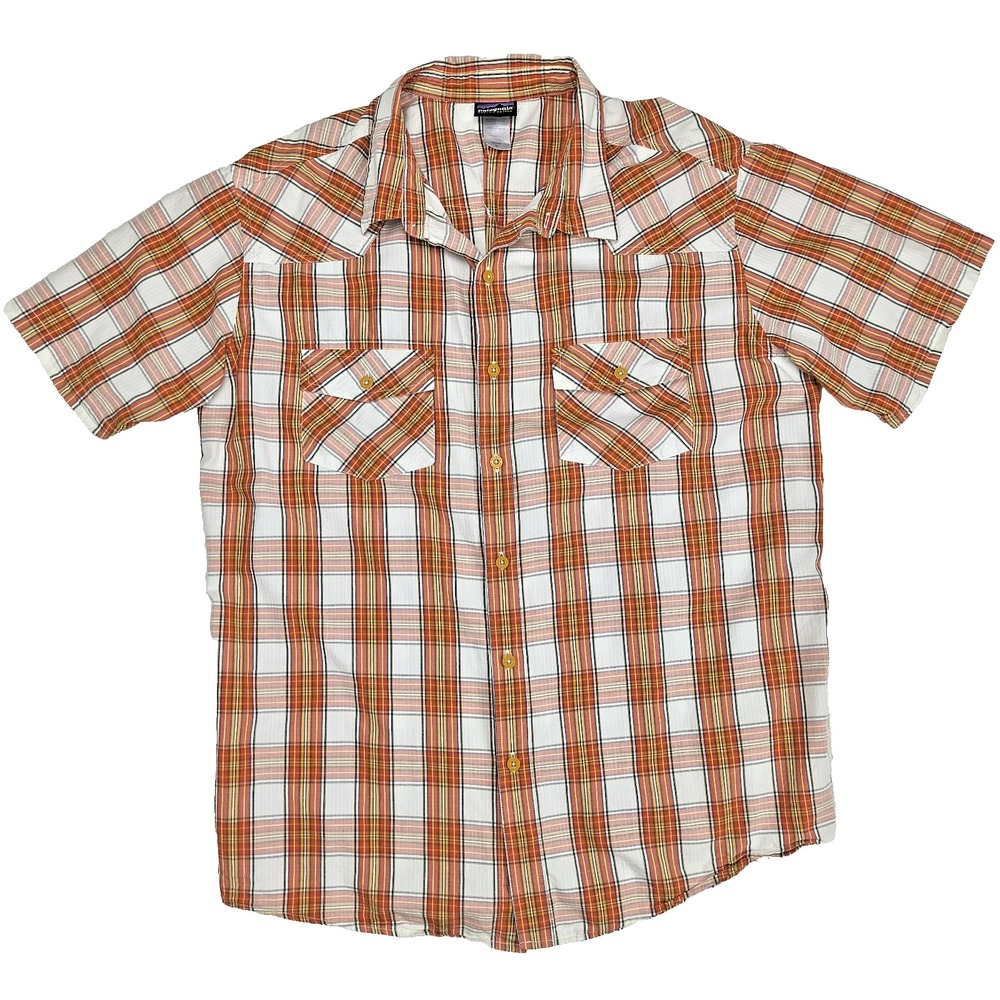 Patagonia Mens XL Organic Cotton Plaid Western Short Sleeve Button Down Shirt